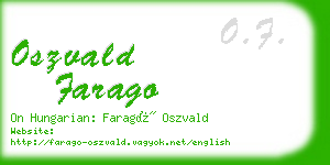 oszvald farago business card